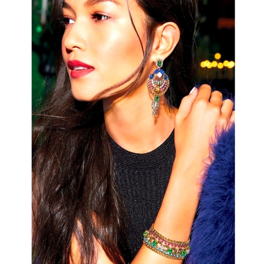 Stella & Dot X Rebecca Minkoff | Vintage Gold Jeweled Prisma StatementBr… - Picture 2 of 11